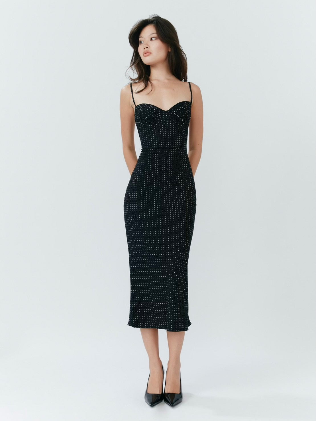 Blossom Midi Dress - Polka Dot Black - Set Studio