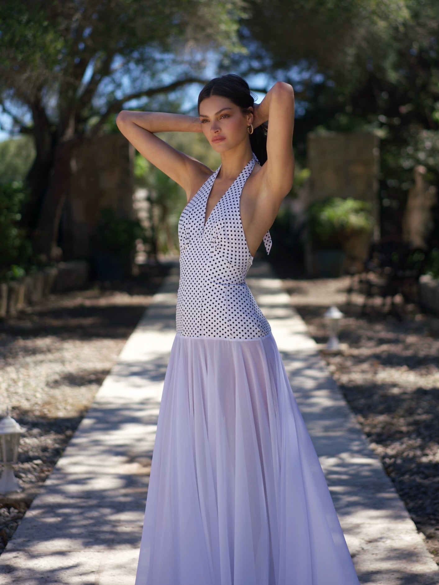 Rosalia Maxi Dress - Polka Dot White - Set Studio