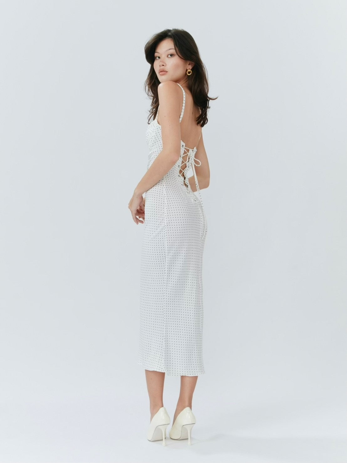 Blossom Midi Dress - Polka Dot White - Set Studio
