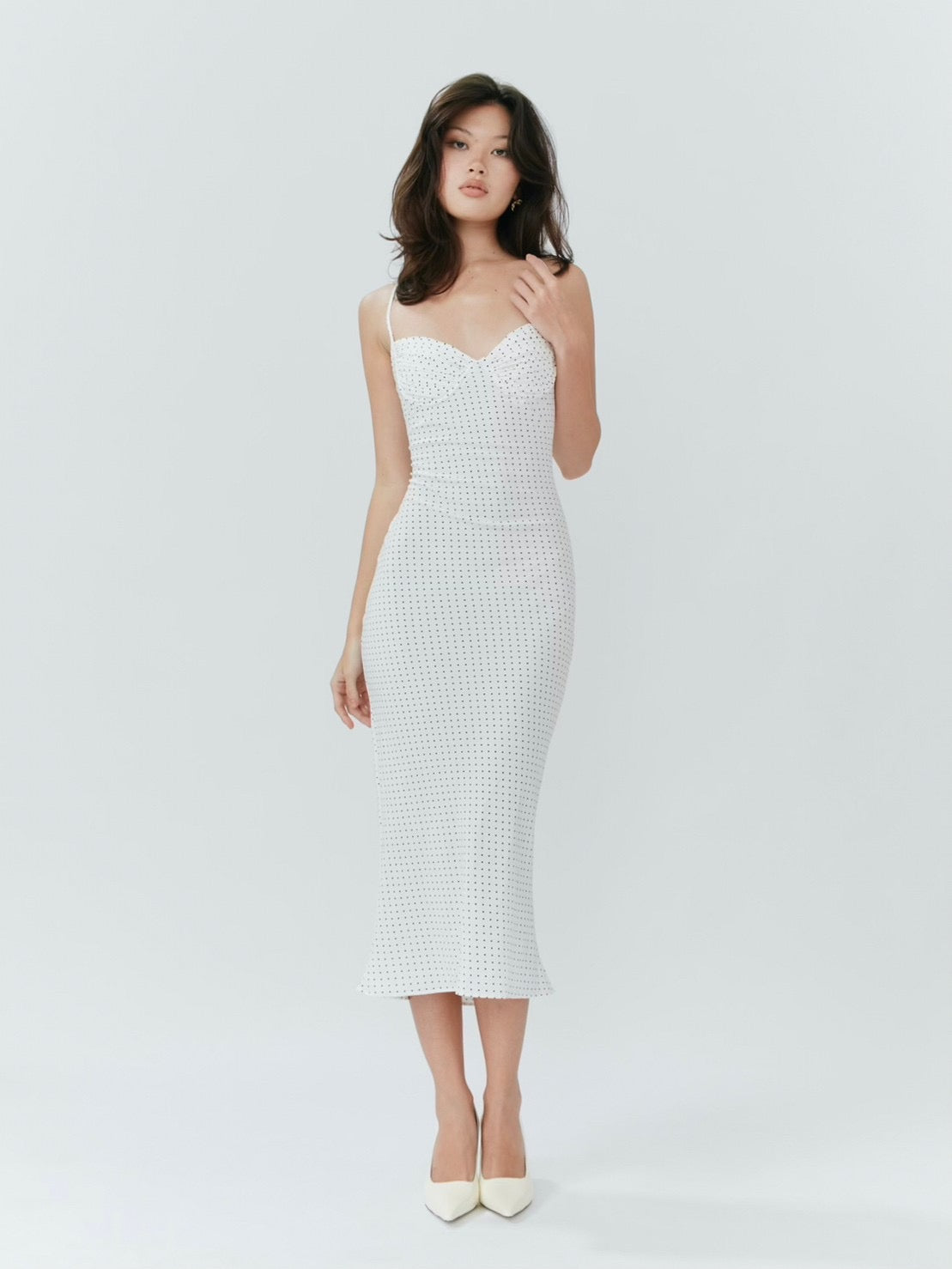 Blossom Midi Dress - Polka Dot White - Set Studio