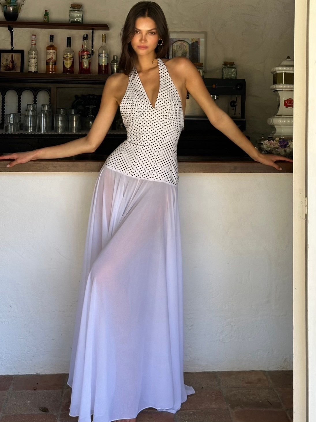 Rosalia Maxi Dress - Polka Dot White - Set Studio