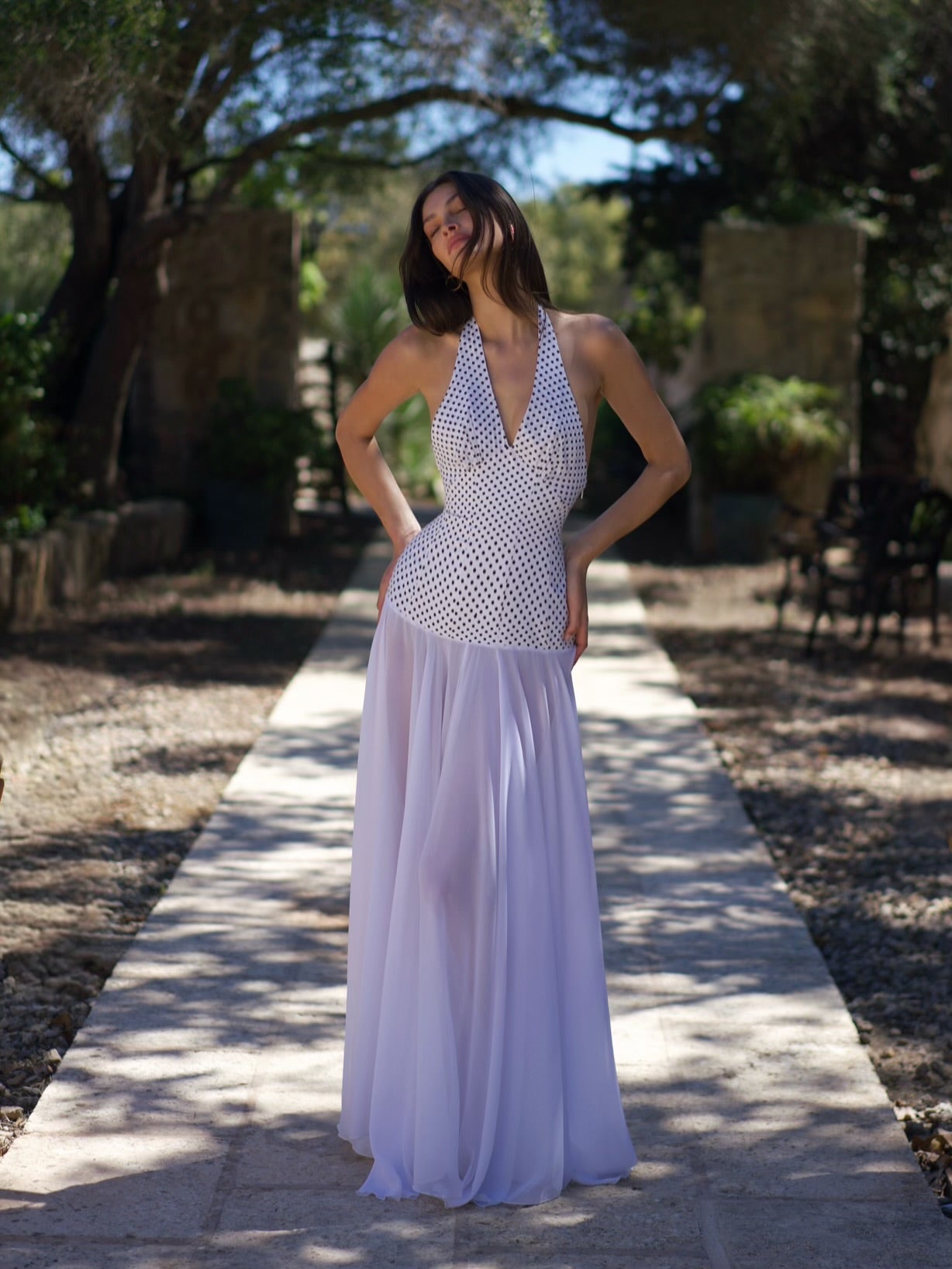Rosalia Maxi Dress - Polka Dot White - Set Studio