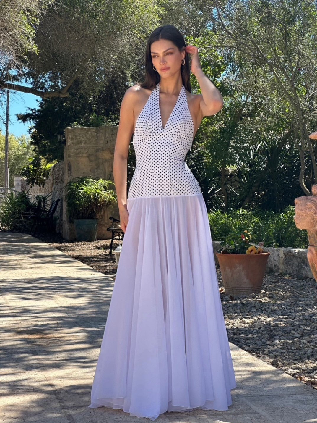 Rosalia Maxi Dress - Polka Dot White - Set Studio