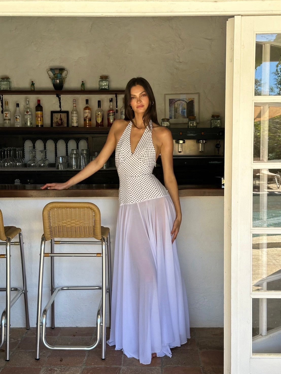 Rosalia Maxi Dress - Polka Dot White - Set Studio