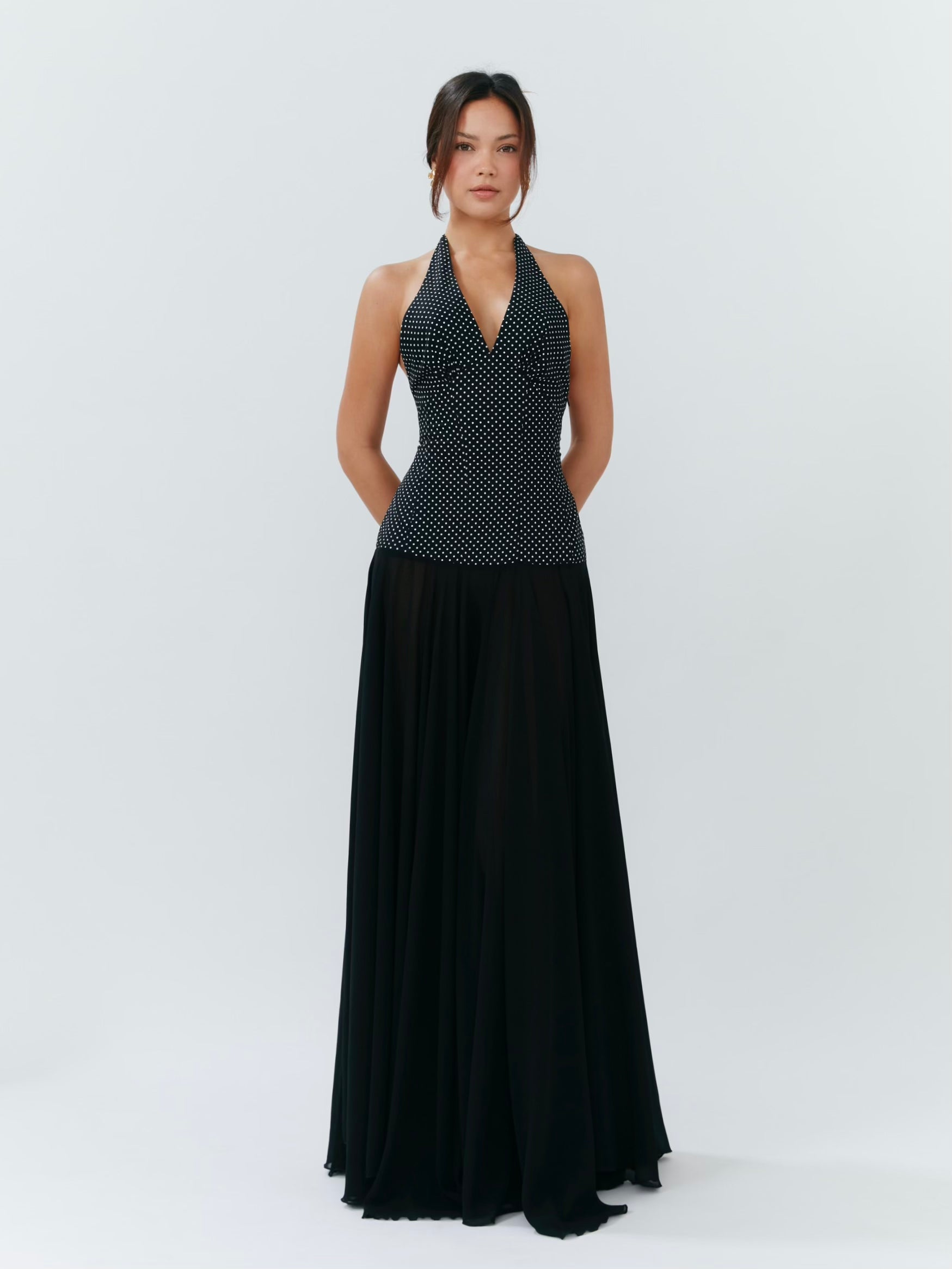 Rosalia Maxi Dress - Polka Dot Black - Set Studio