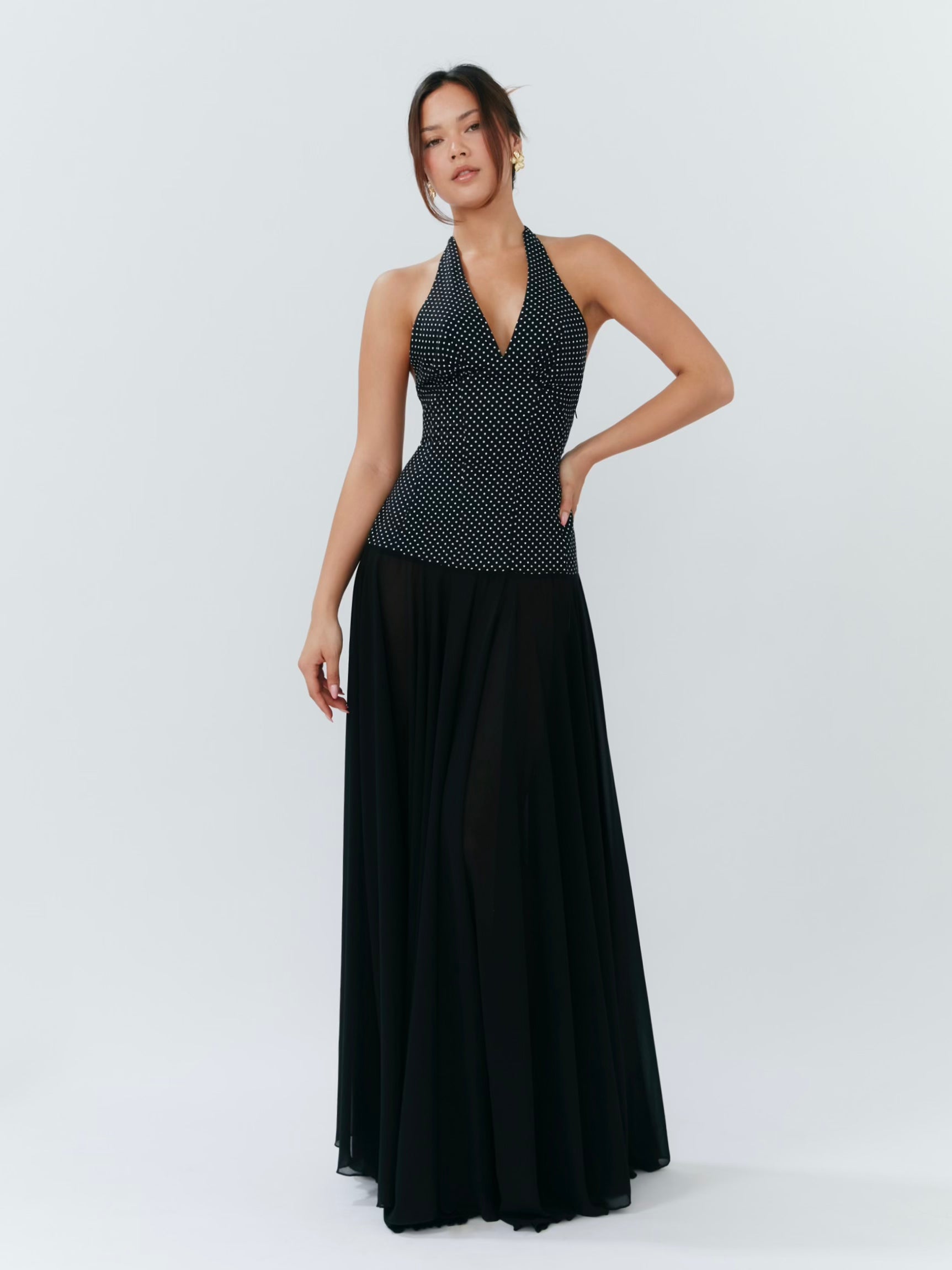 Rosalia Maxi Dress - Polka Dot Black - Set Studio