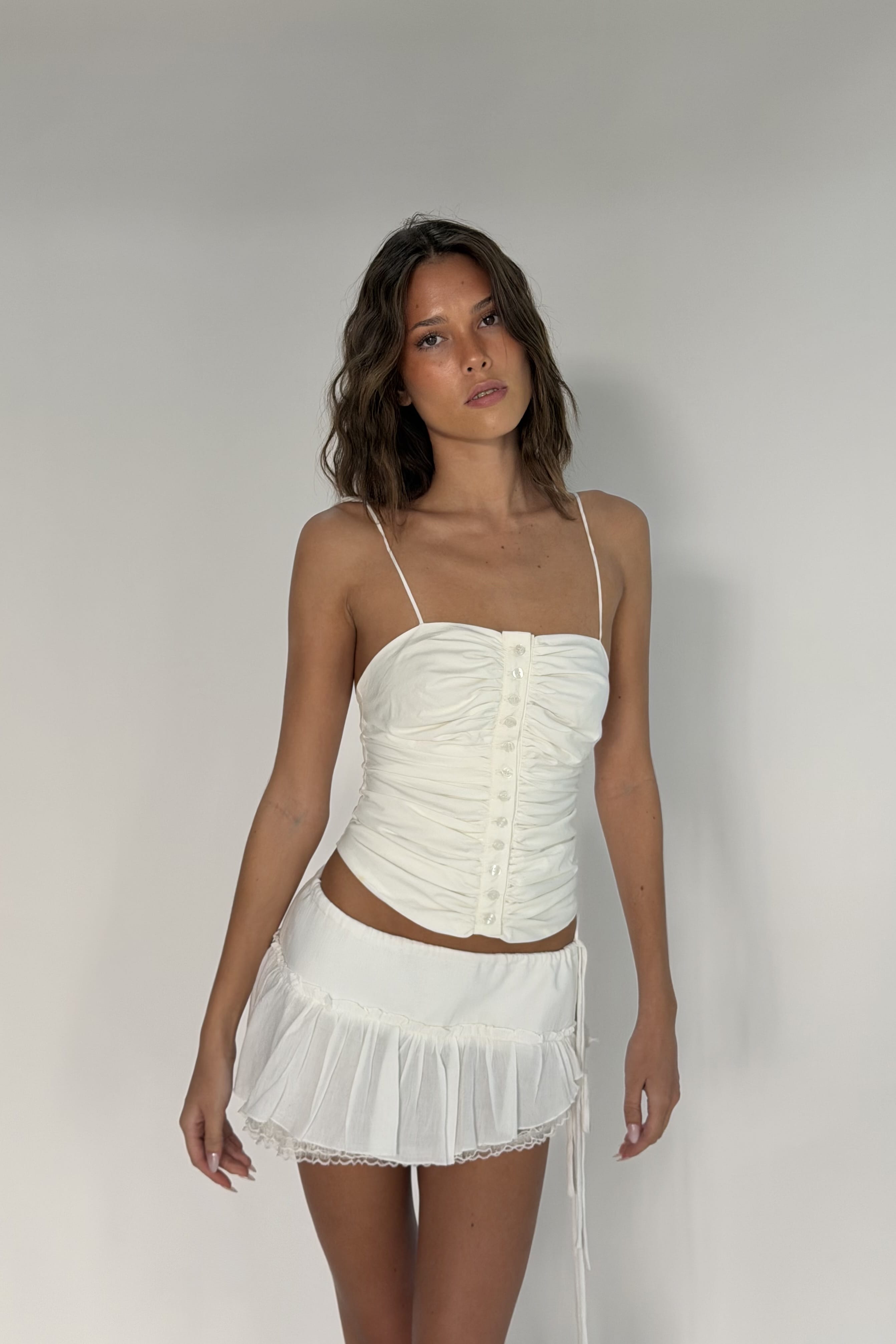 Sample Poppy mini skirt white - (X-Small) - Aiumi