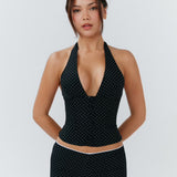 Rosanna Halter Top - Polka Dot Black - Set Studio