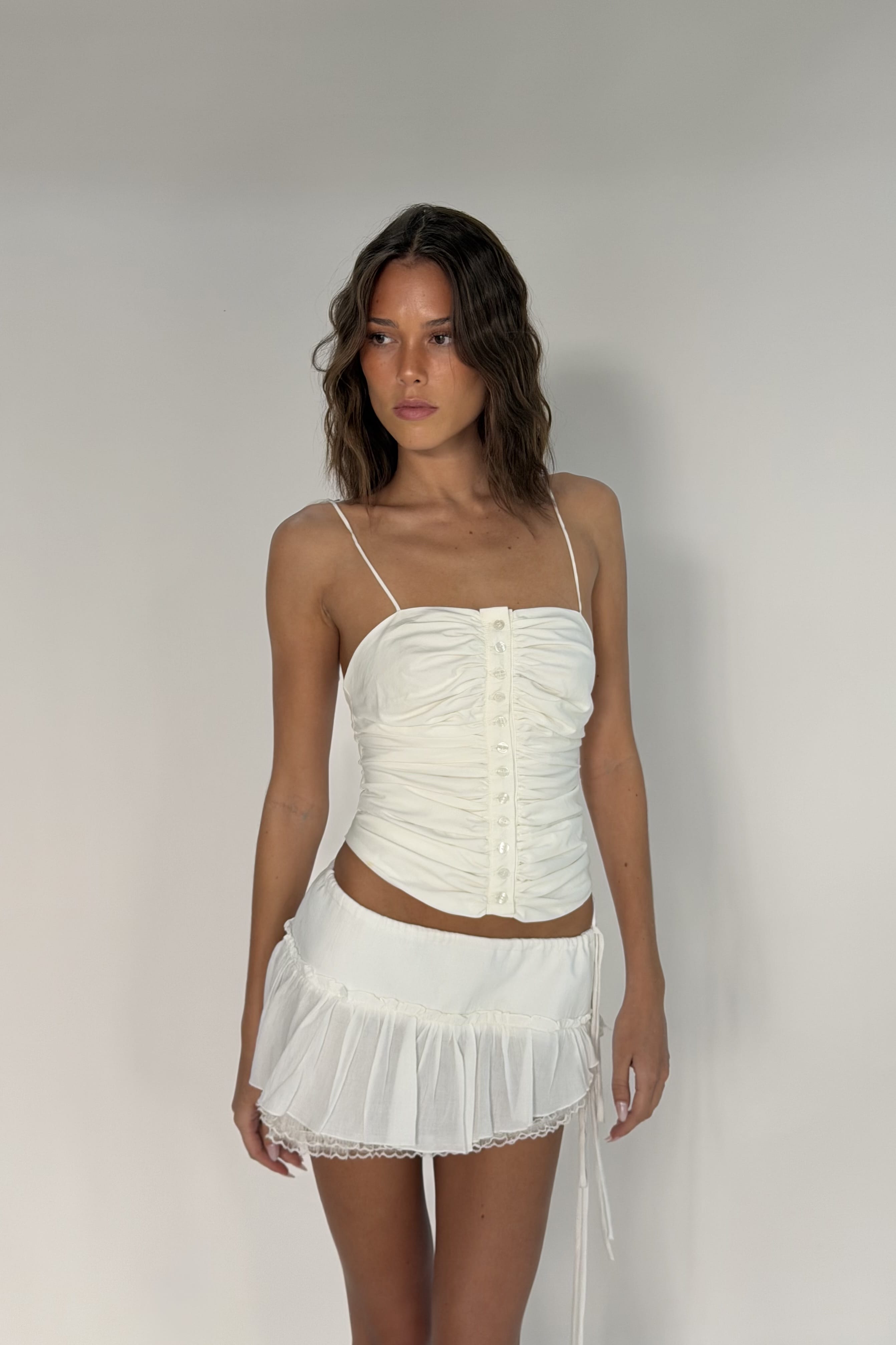 Sample Poppy mini skirt white - (X-Small) - Aiumi