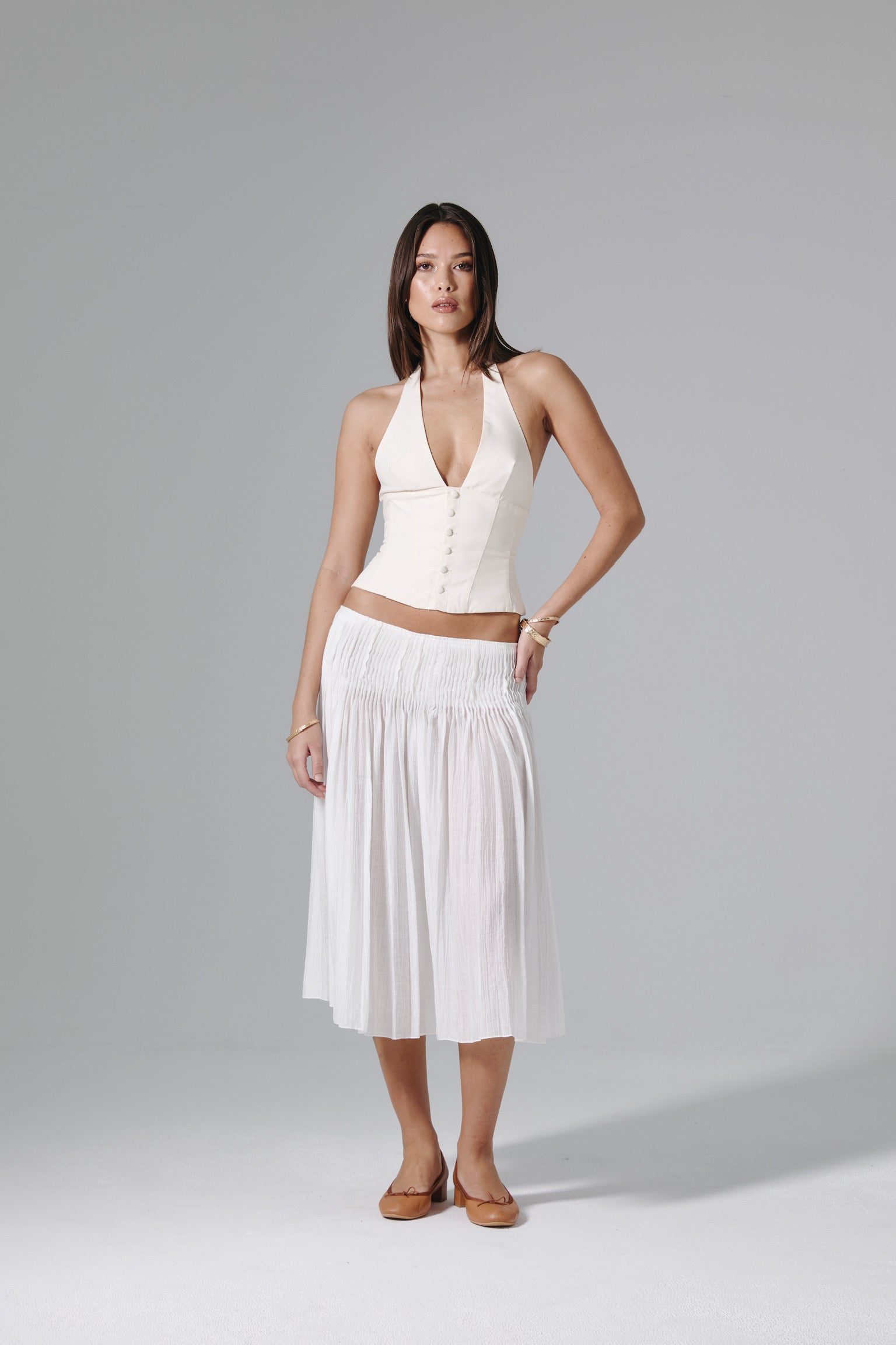 Rossana Halter Top - Ivory - Aiumi