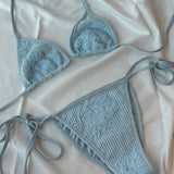 Mira Blue Knit String Bikini Bottom