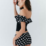 Alda Shorts - Polka Dot Black