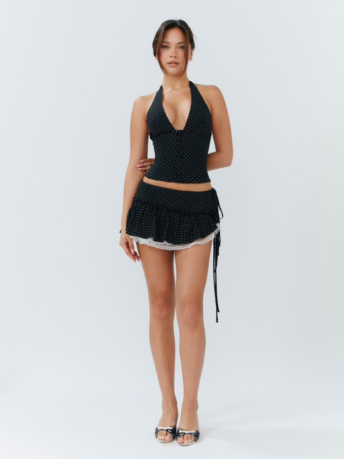 Poppy Mini Skirt - Polka Dot Black - Set Studio