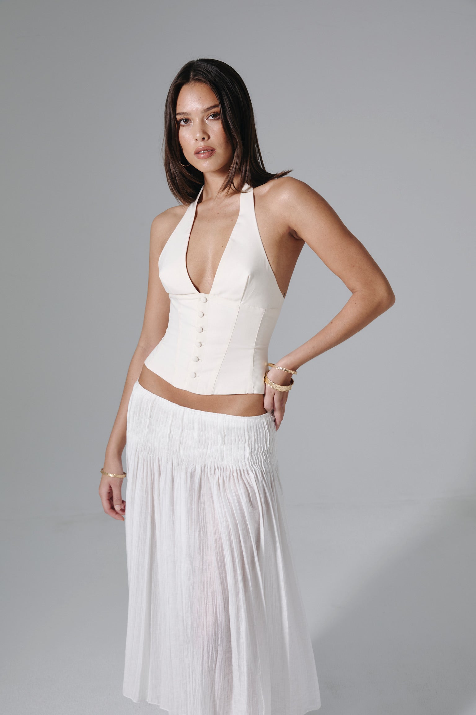 Rossana Halter Top - Ivory - Aiumi